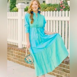 Victoria Dunn Colorblock Maxi Dress - Blue / Green - sz XS NWT